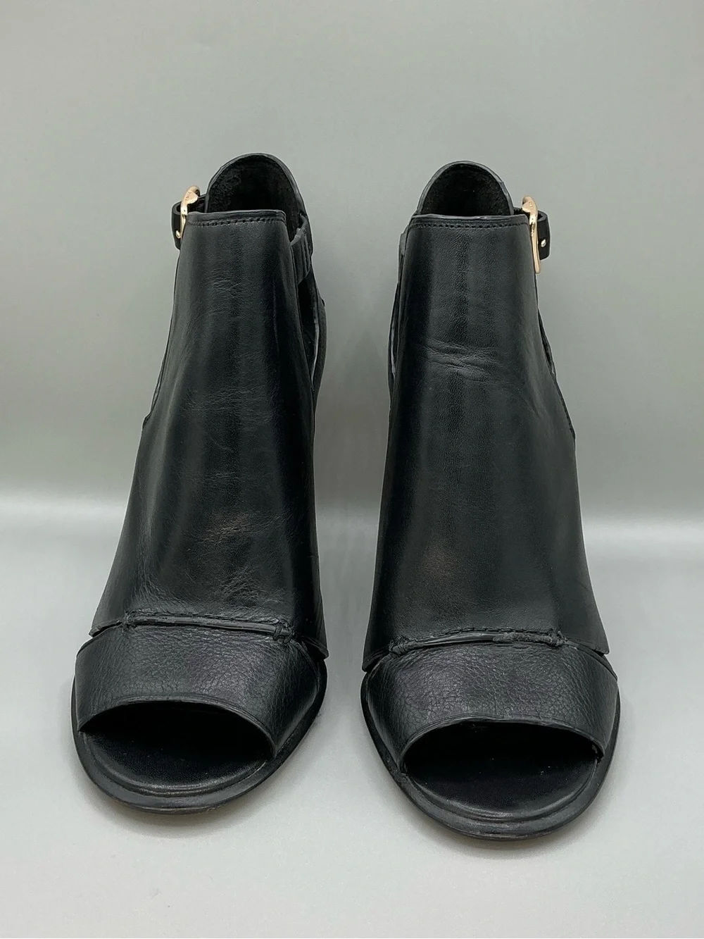 Coach Idena Black Leather Open Toe Booties High Heel Women’s Size 7